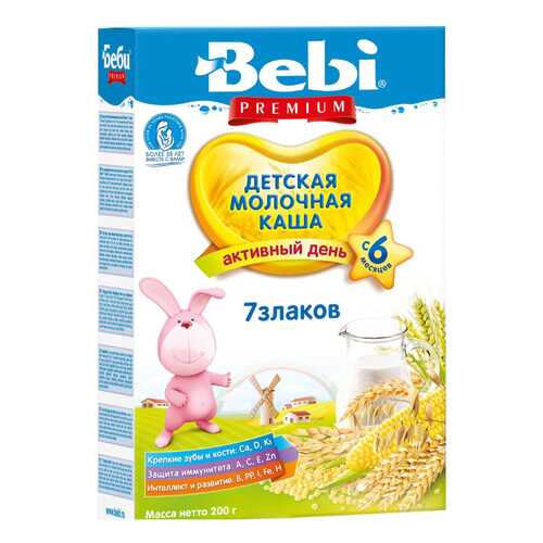 Каша молочная Bebi 7 злаков с 6 мес. 200 г в Детский мир