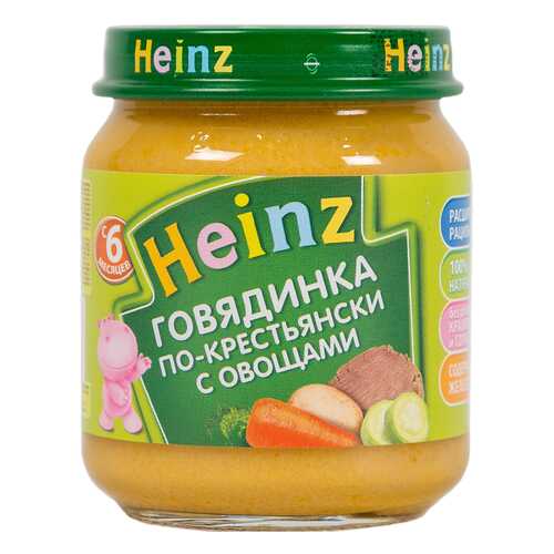 Пюре мясное Heinz Говядинка по-крестьянски с овощами с 6 мес. 120 г в Детский мир