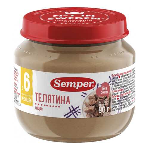 Пюре мясное Semper Телятина с 6 мес. 90 г в Детский мир