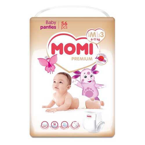 Подгузники-трусики MOMI Premium M (6-11 кг), 56 шт. в Детский мир